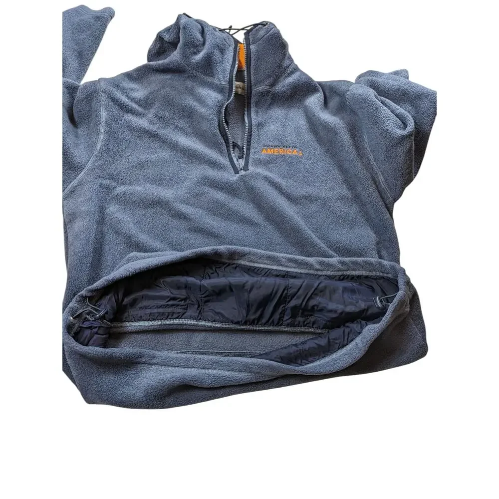Perry Ellis Hoodie Mens Large Fleece Pullover Jacket Blue Zip Pockets Sweatshirt - Picture 10 of 16